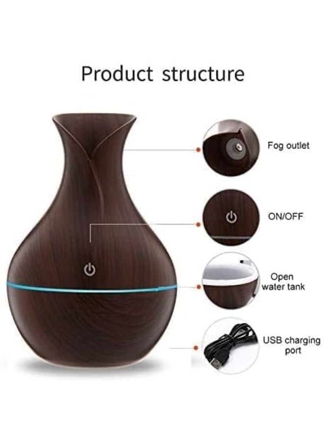 USB Air Humidifier and Aroma Diffuser – Modern Wood Design, Dark Brown Colour - Image 3